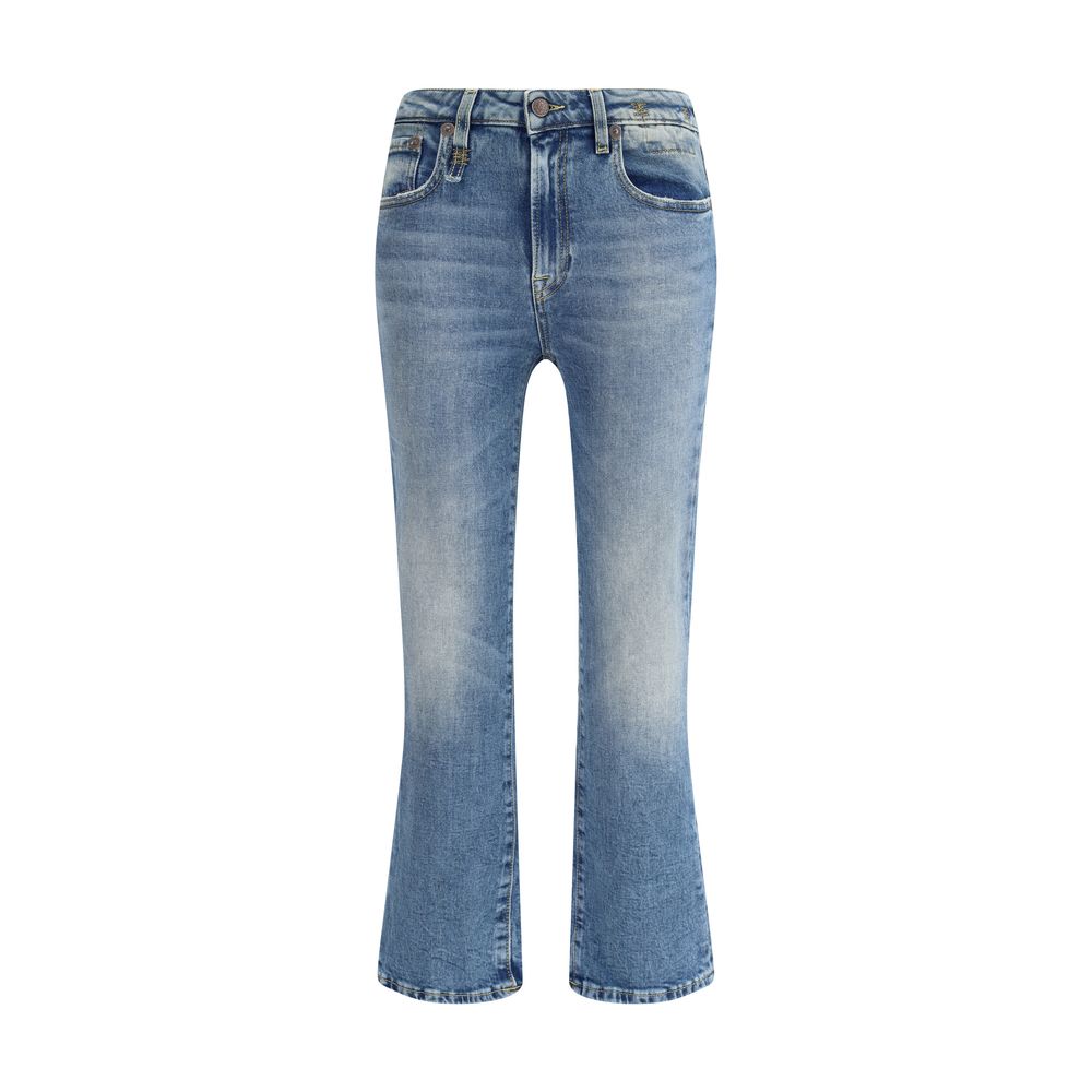 Blue Cotton Flared Jeans