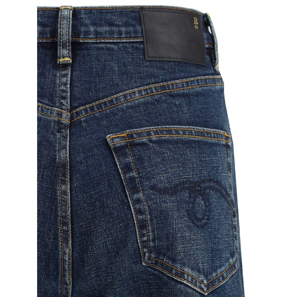 Blue Cotton Straight-Leg Jeans