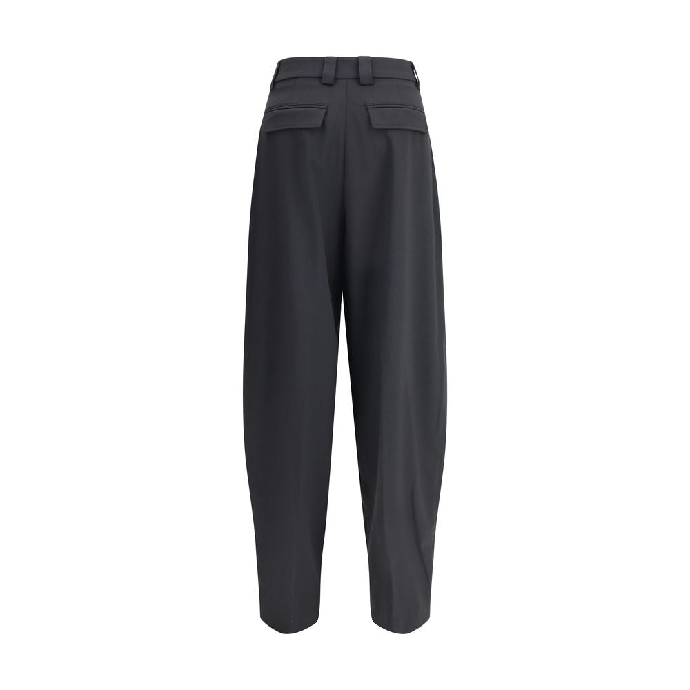 Black Polyester Casual Pants