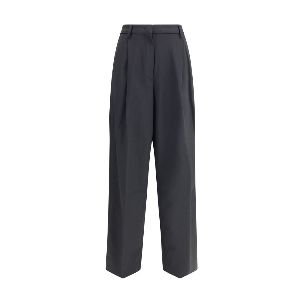 Black Polyester Casual Pants