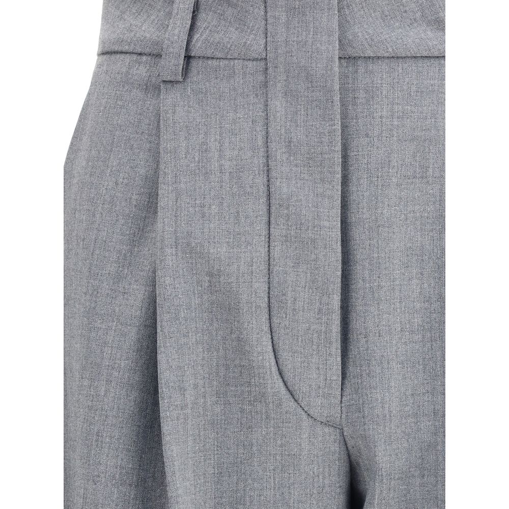Gray Polyester Casual Pants