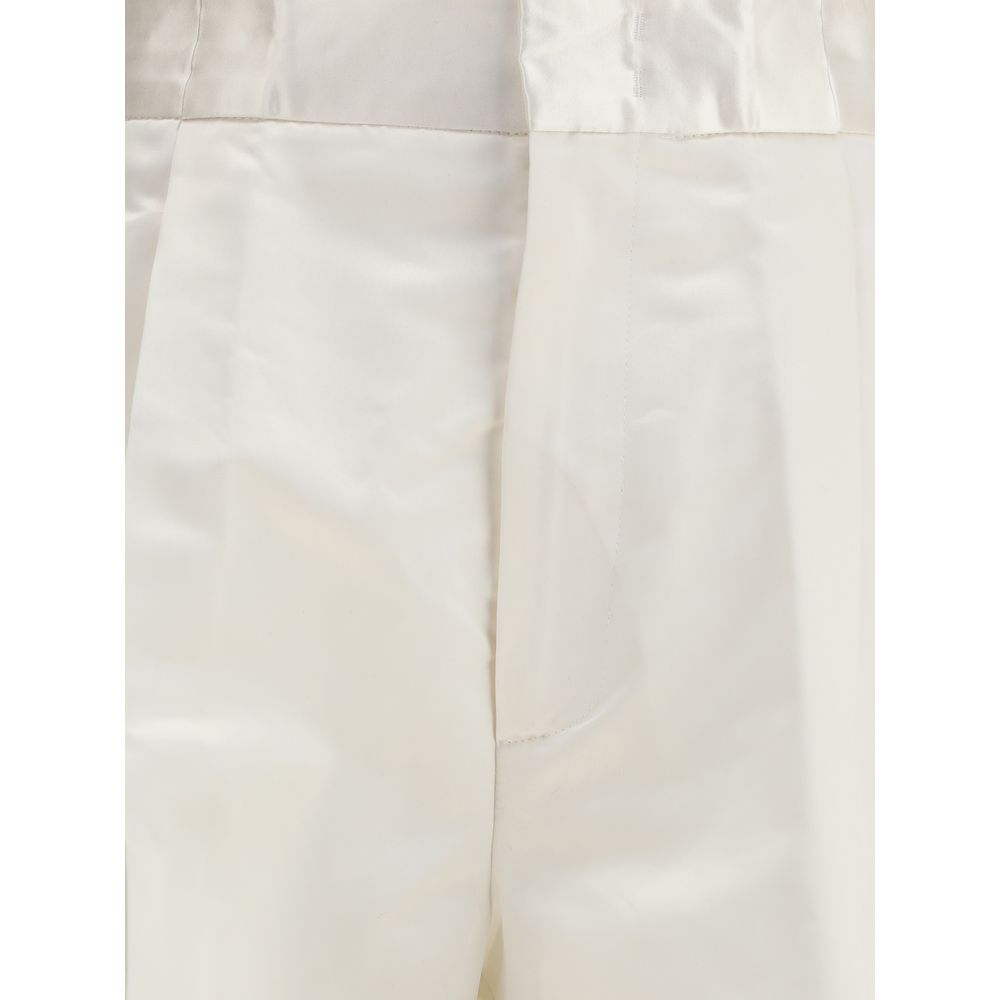 Beige Silk Pants