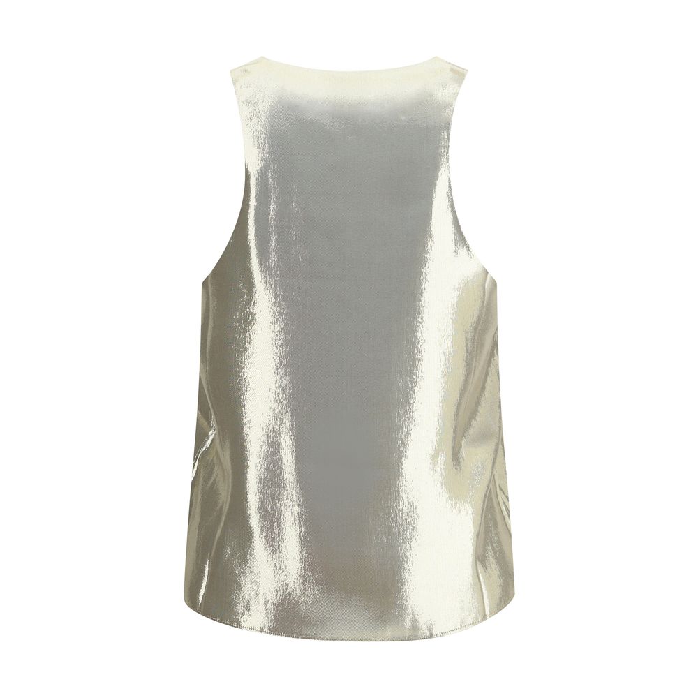 Gold Silk Sleeveles T-Shirt