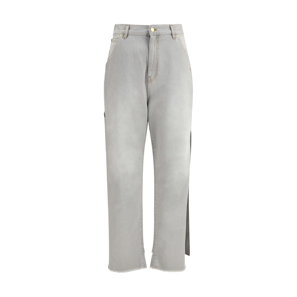 Gray Cotton Relaxed Fit Jeans