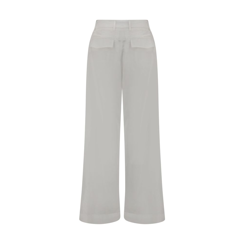 White Cotton Casual Pants