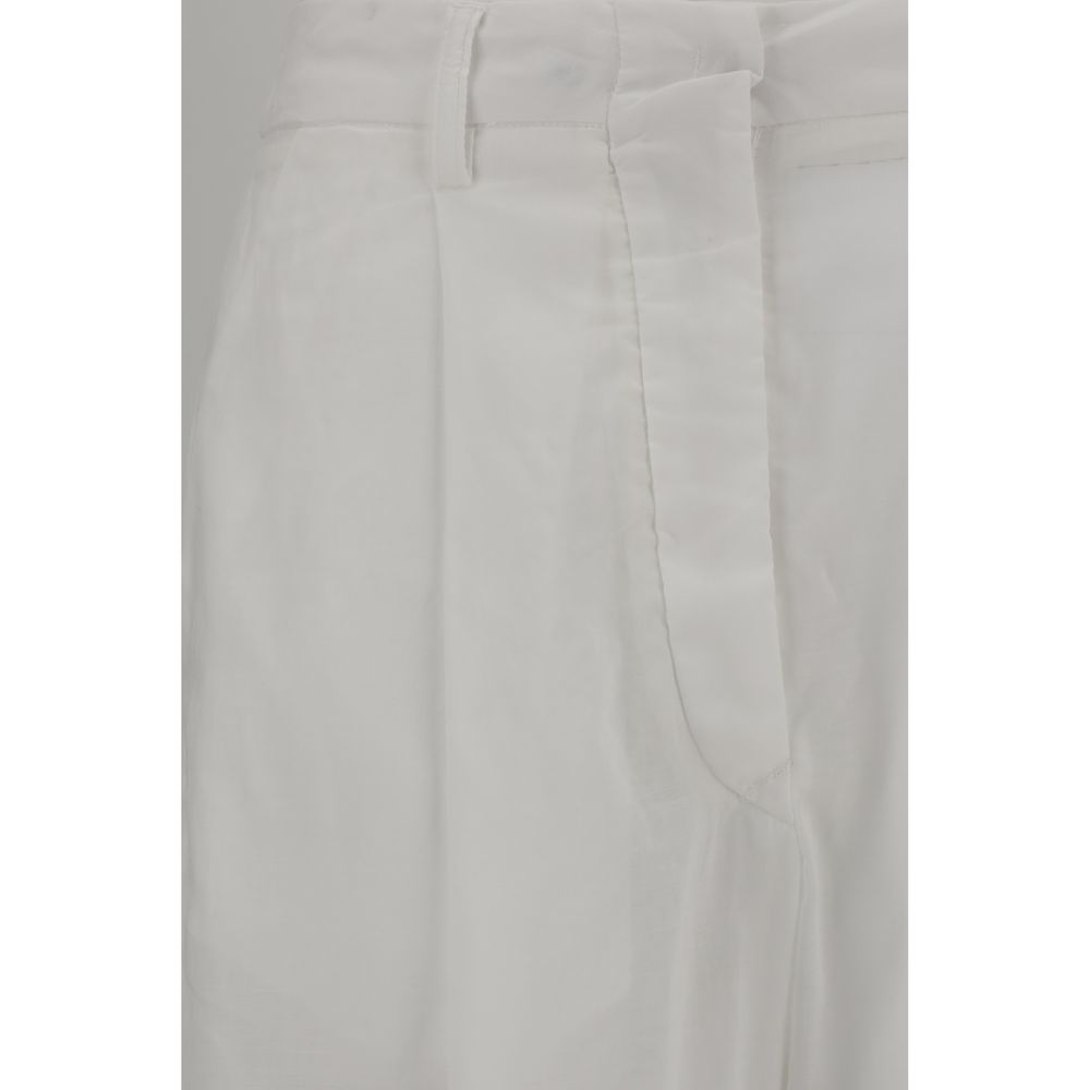 White Cotton Casual Pants