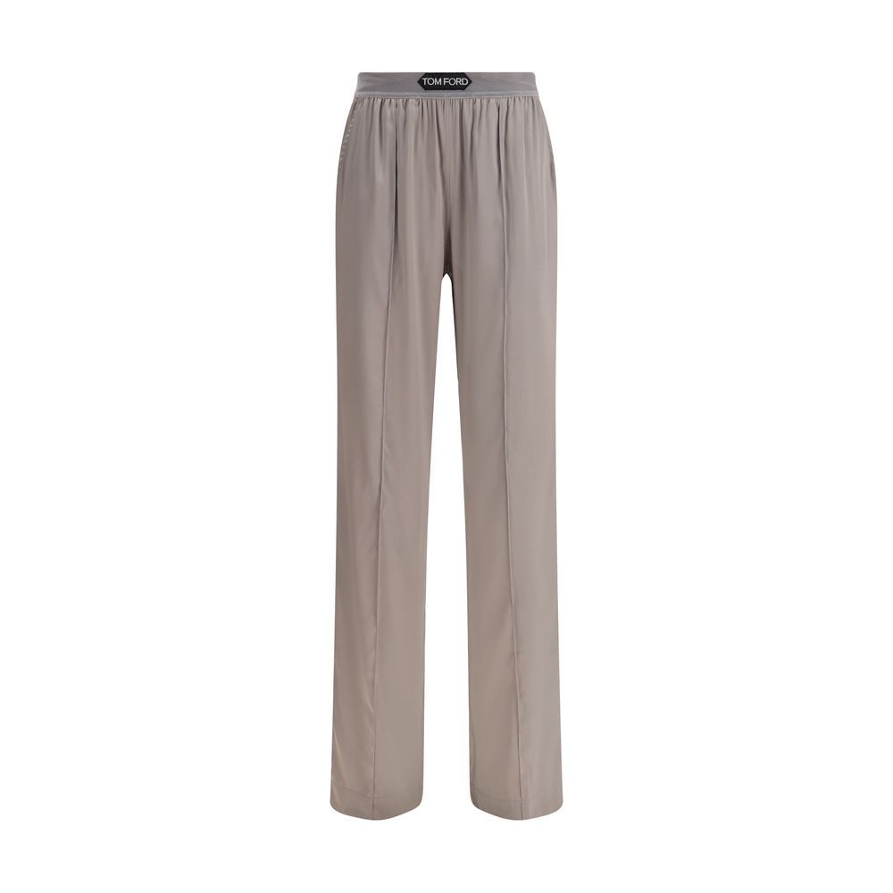 Silver Elastane Casual Pants