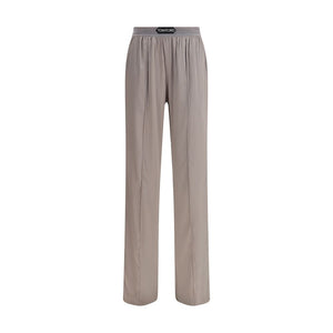 Silver Elastane Casual Pants