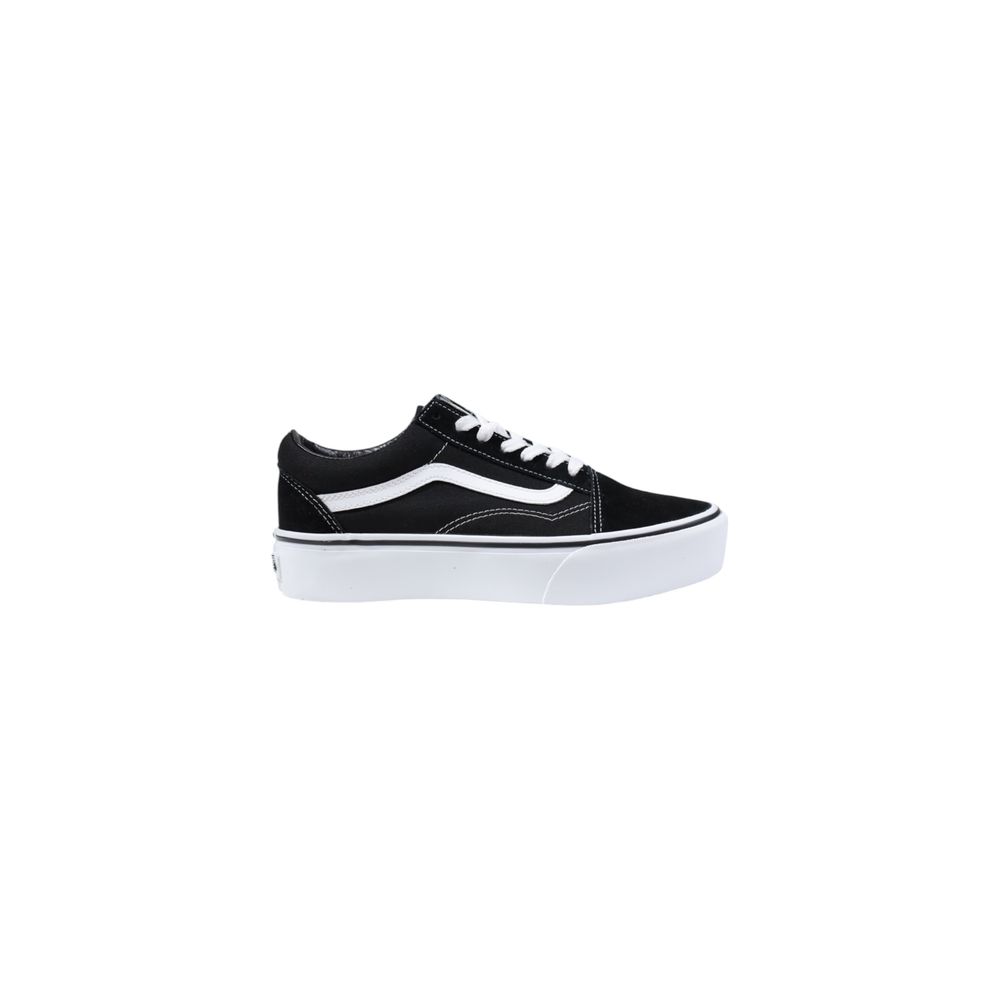 Black And White Fabric Platform Sneakers