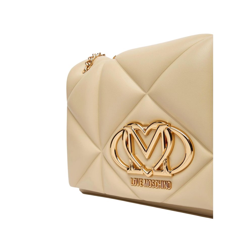 Beige Artificial Leather Handbag