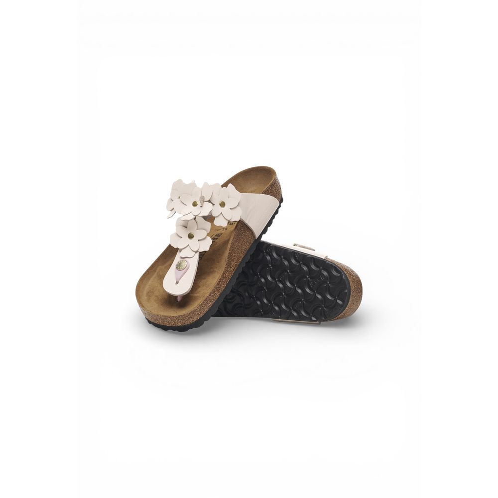 Pink Leather Flat Sandals