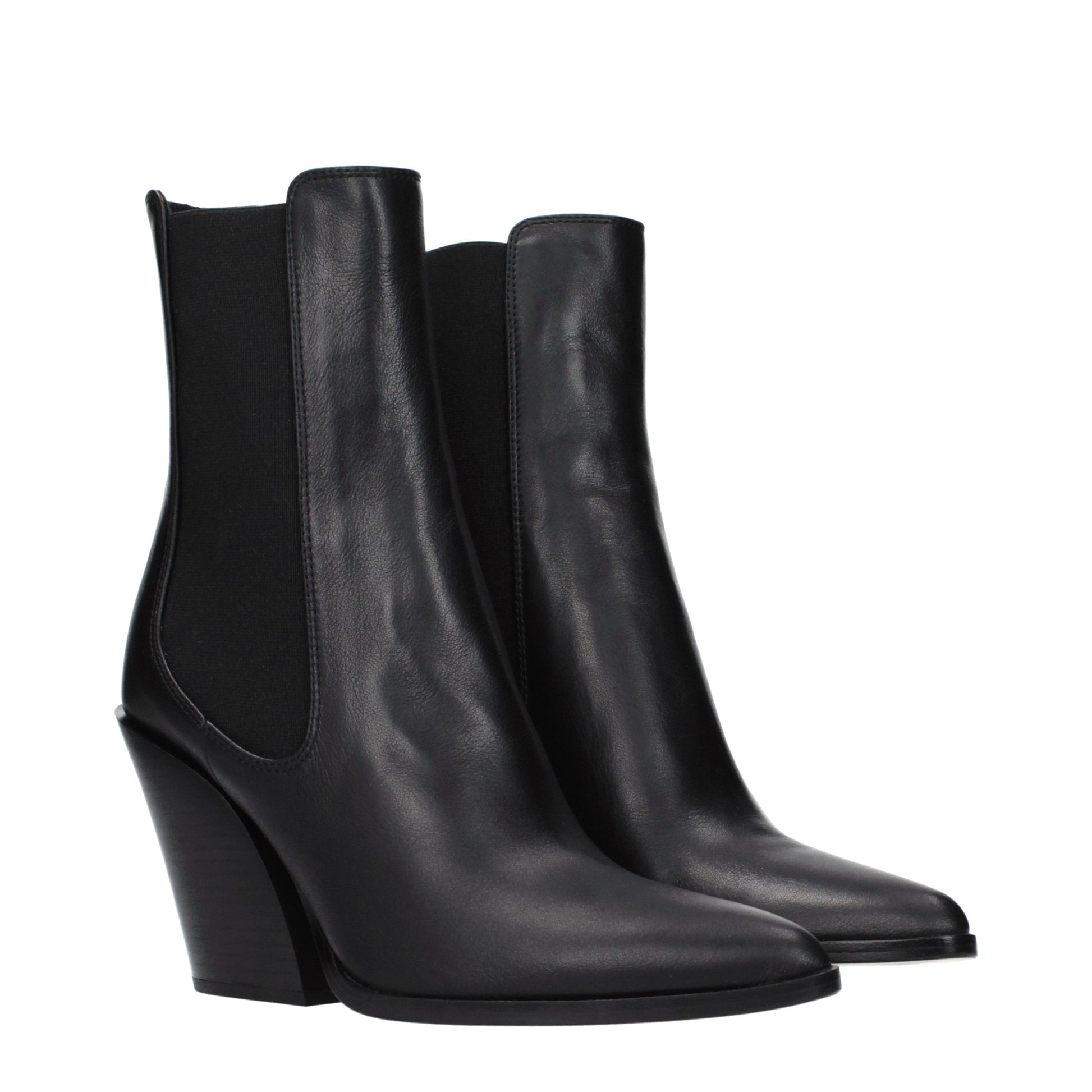 Black Leather Ankle Boots