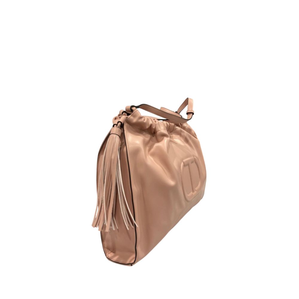 Pink Polyurethane Women Shoulder Bag