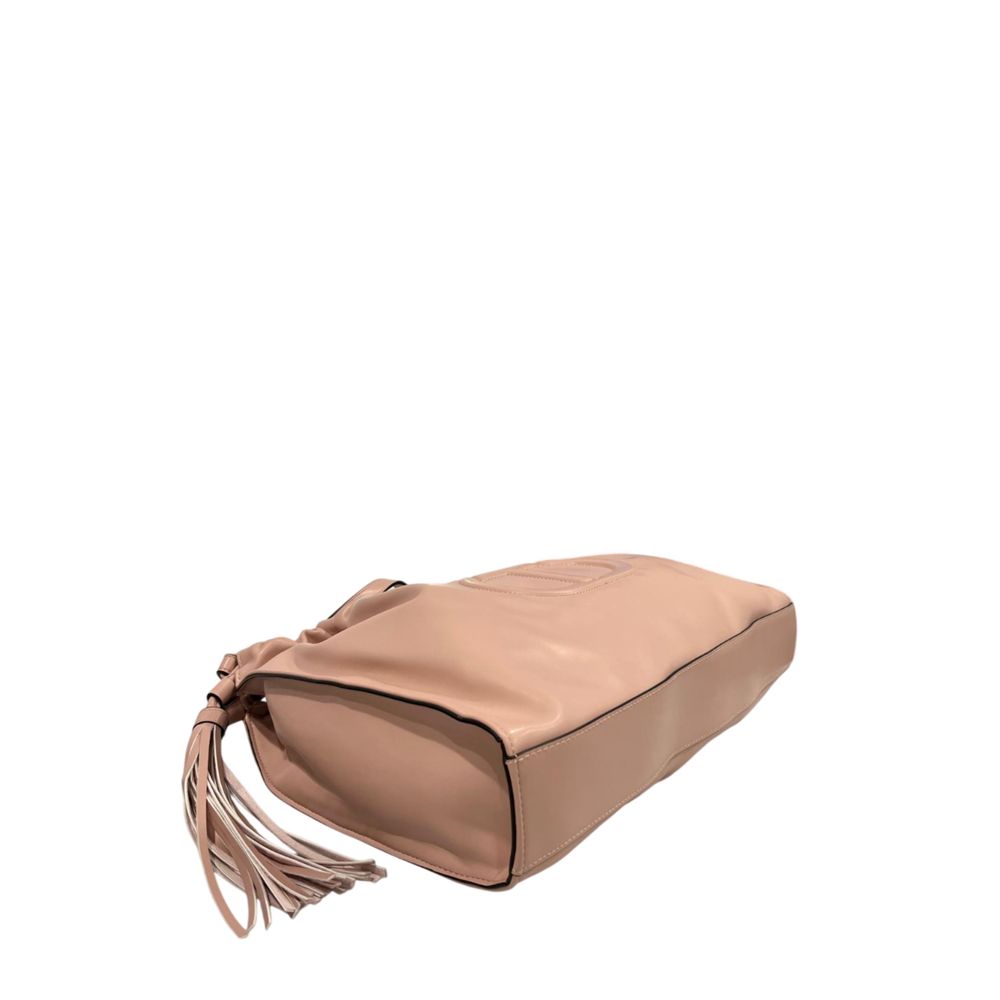 Pink Polyurethane Women Shoulder Bag