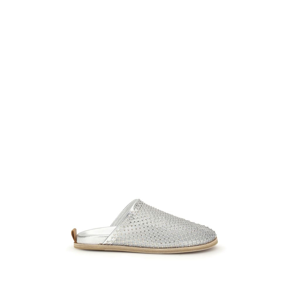 Silver Calf Leather Bos Taurus Mules