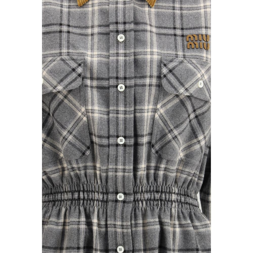 Gray Cotton Casual Dress