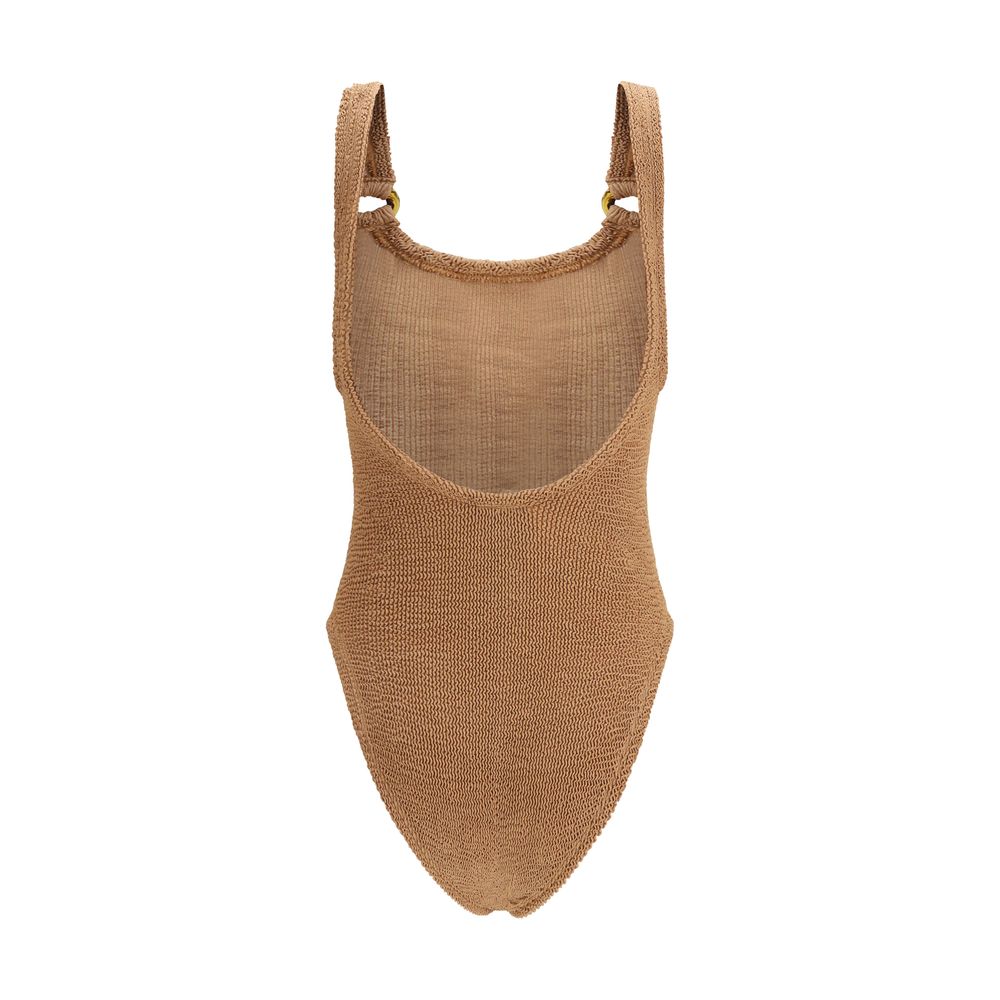 Brown Polyamide One-Piece Swimsuit