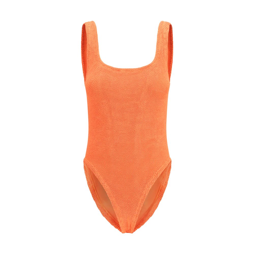 Orange Polyester One-Piece Swimsuit