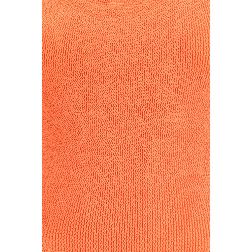 Orange Polyester One-Piece Swimsuit