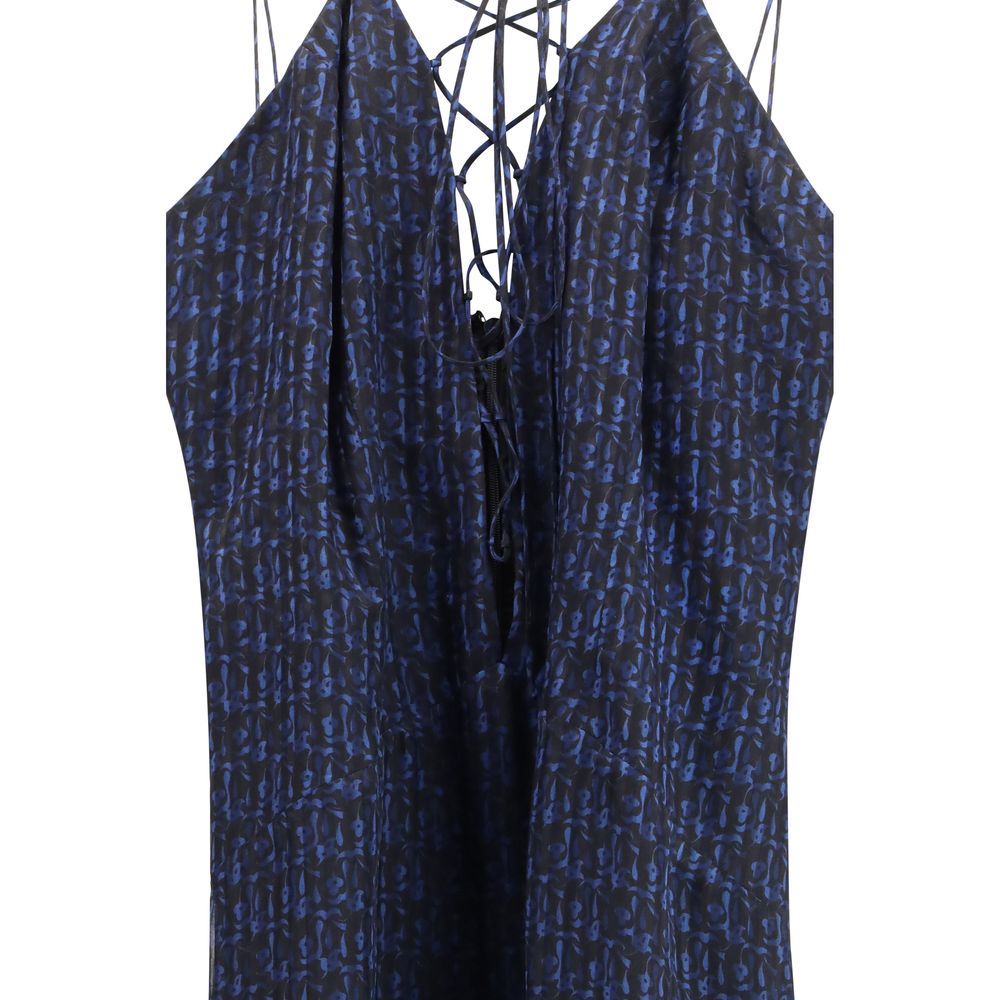 Blue Silk Casual Dress
