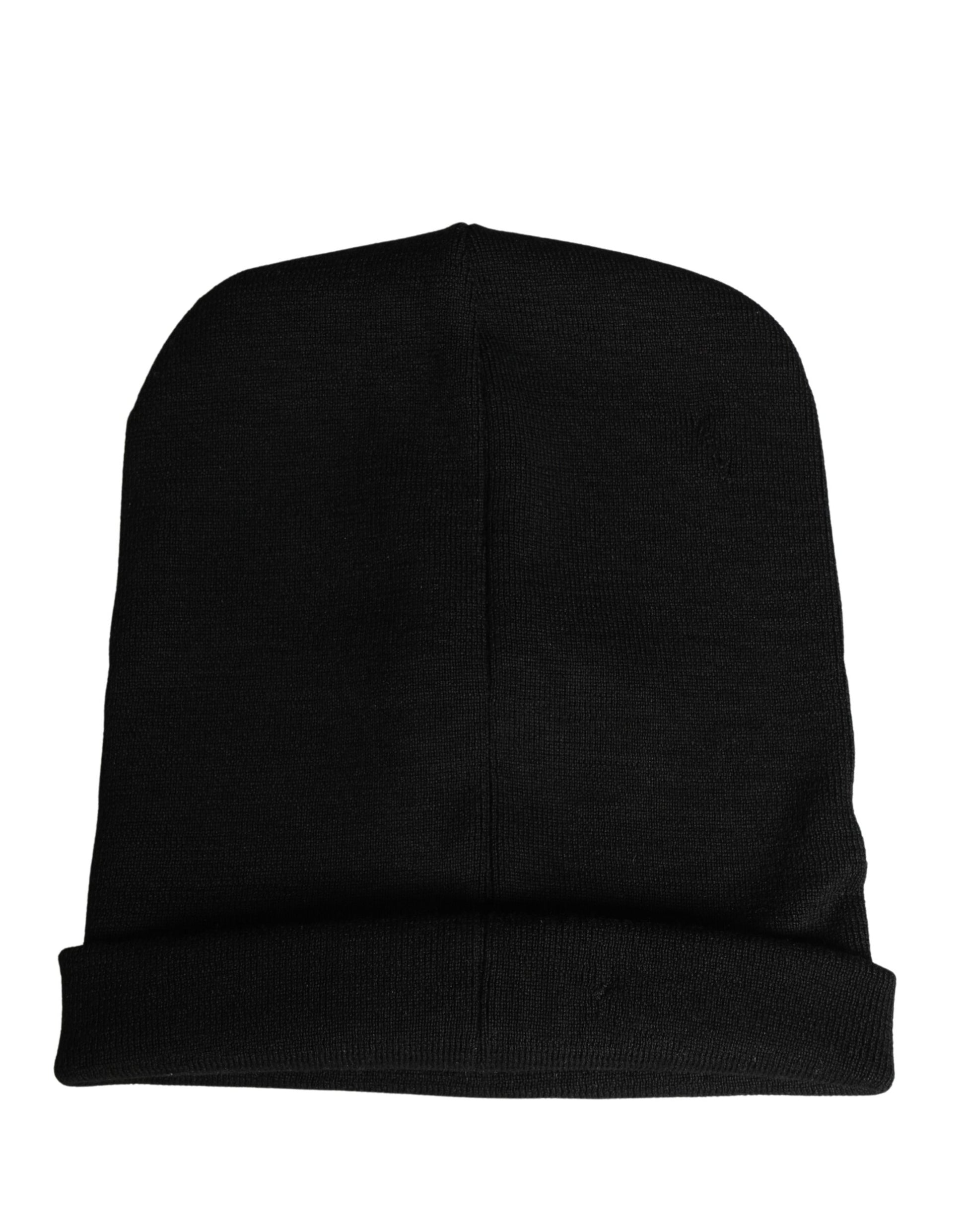 Men Black 100% Wool Winter Warmer Beanie Capello Hat