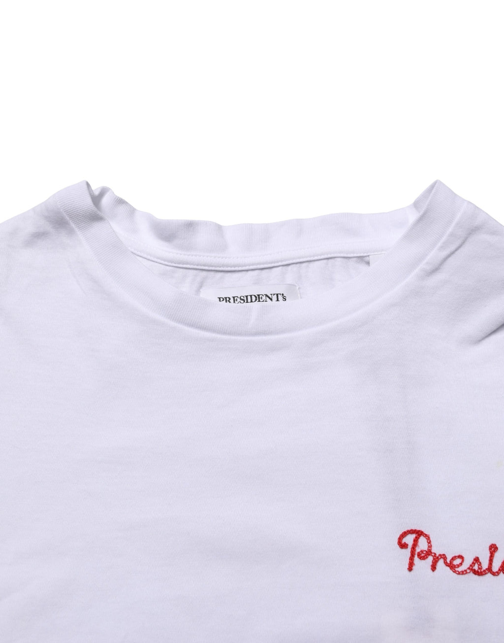 White Logo Embroidery Cotton Men Crew Neck T-shirt
