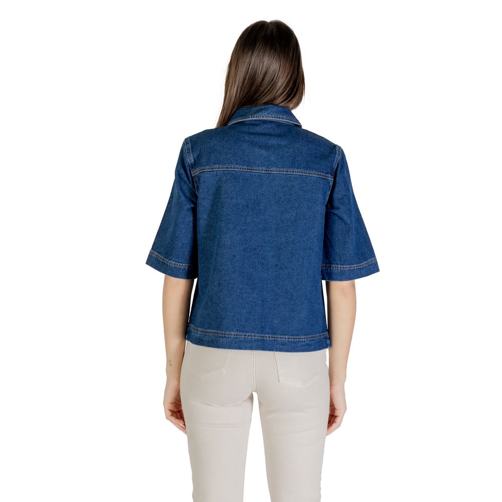Blue Cotton Shortsleeve Shirt