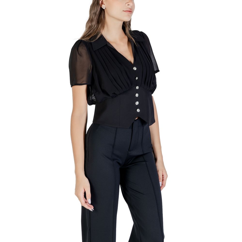 Black Polyester Shortsleeve Shirt