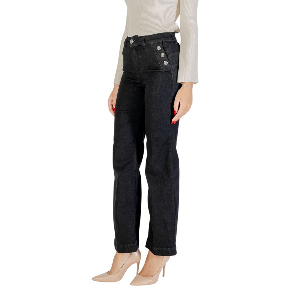 Black Cotton Bootcut Jeans