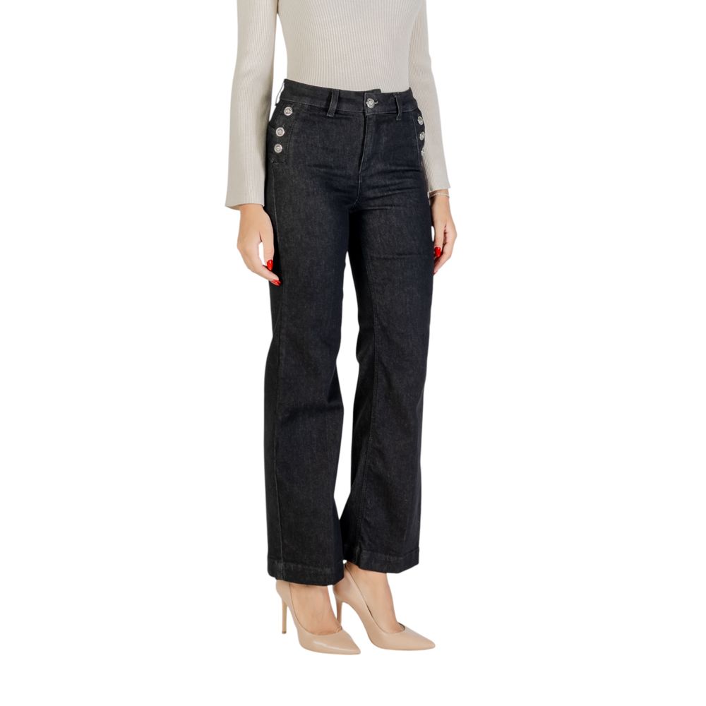 Black Cotton Bootcut Jeans