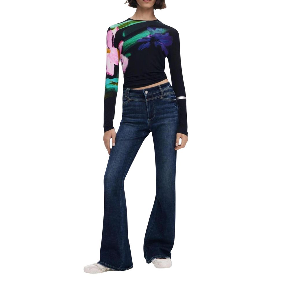 Blue Cotton Bootcut Jeans