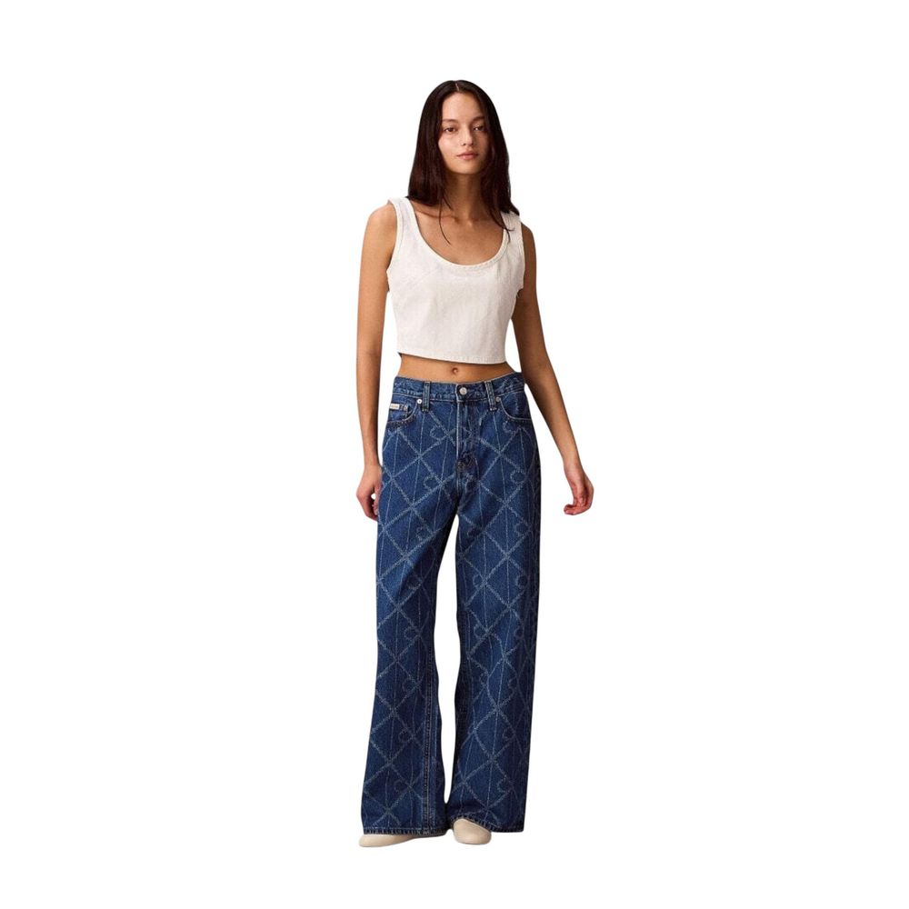 Blue Cotton Boyfriend Jeans