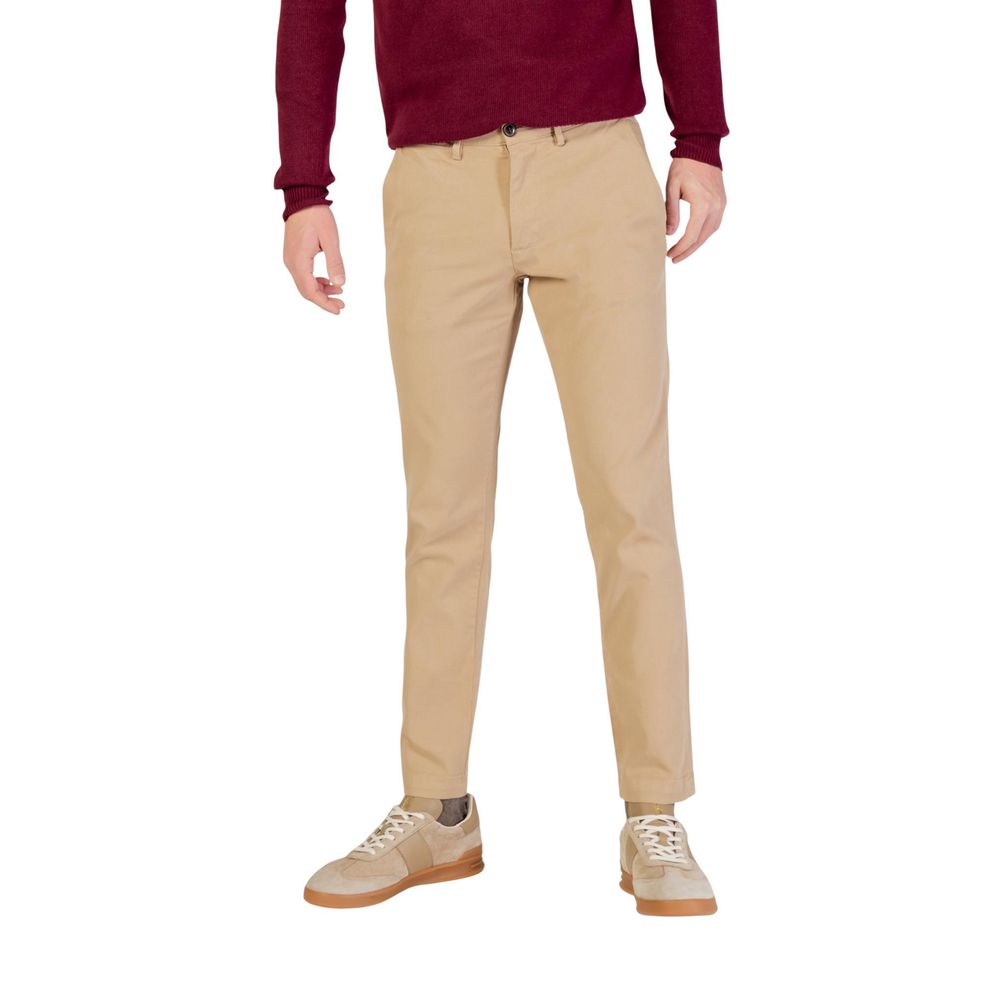 Beige Cotton Skinny Pants