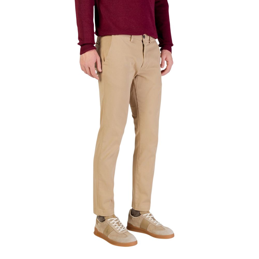 Beige Cotton Skinny Pants