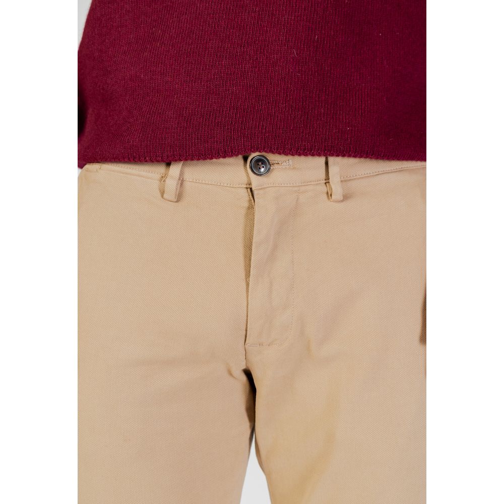 Beige Cotton Skinny Pants