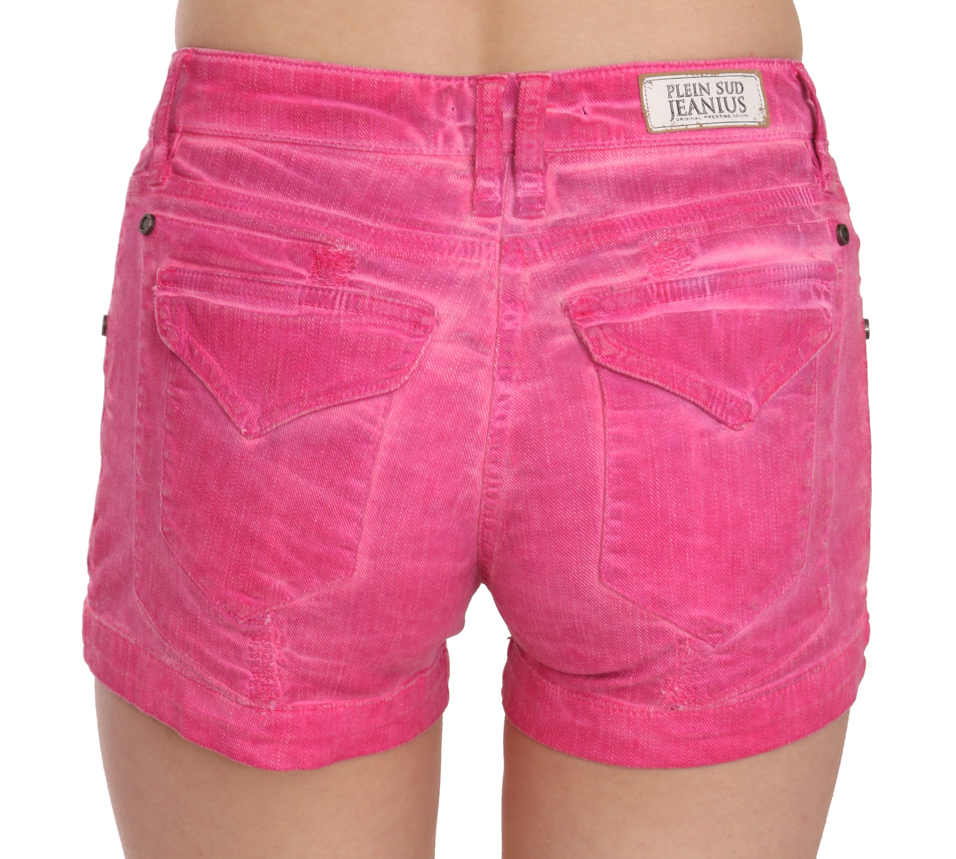 Pink Mid Waist Cotton Denim Mini Shorts