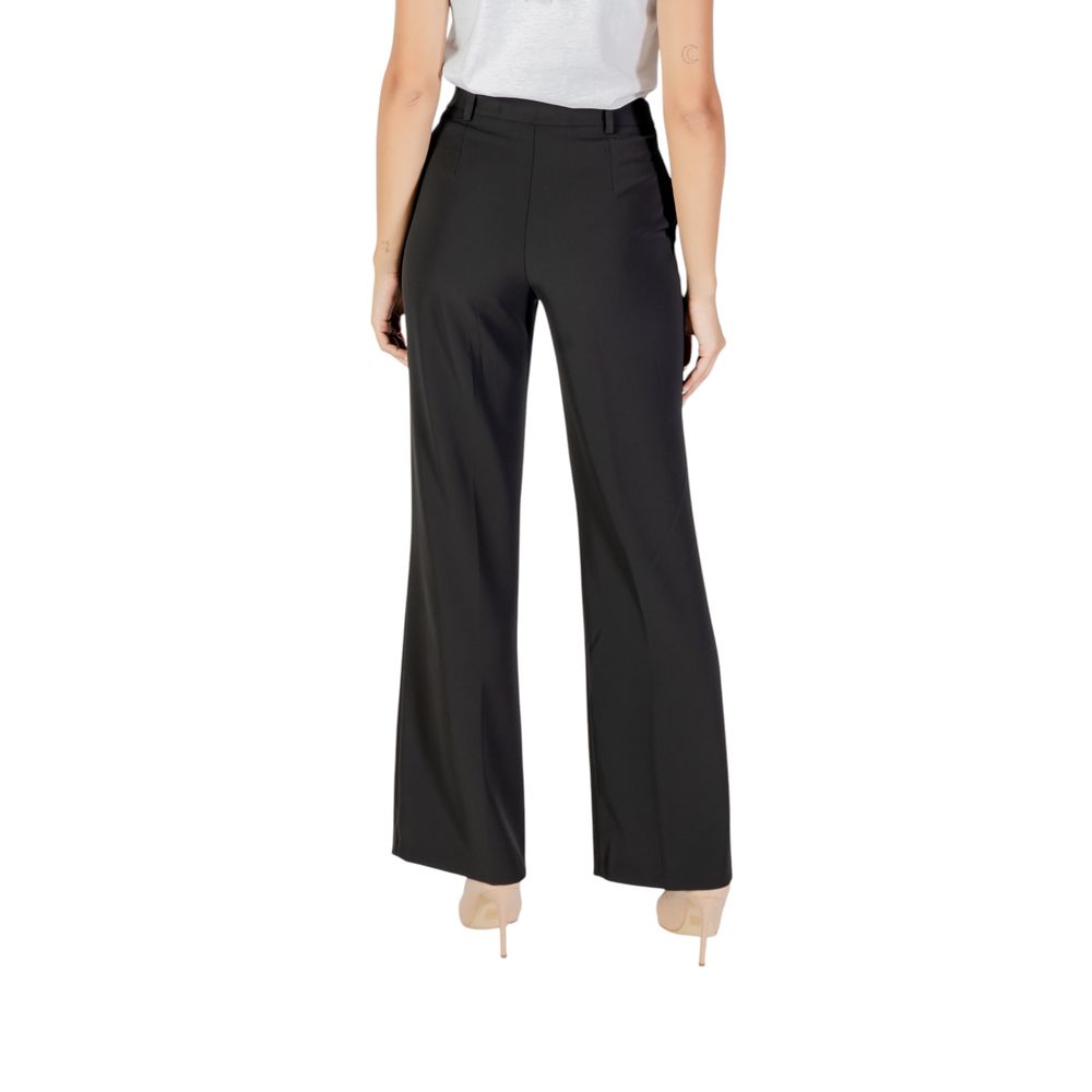 Black Polyester Casual Pants