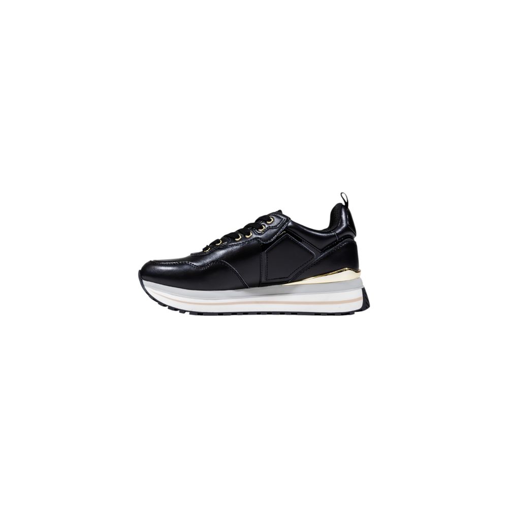 Black Artificial Leather Platform Sneakers