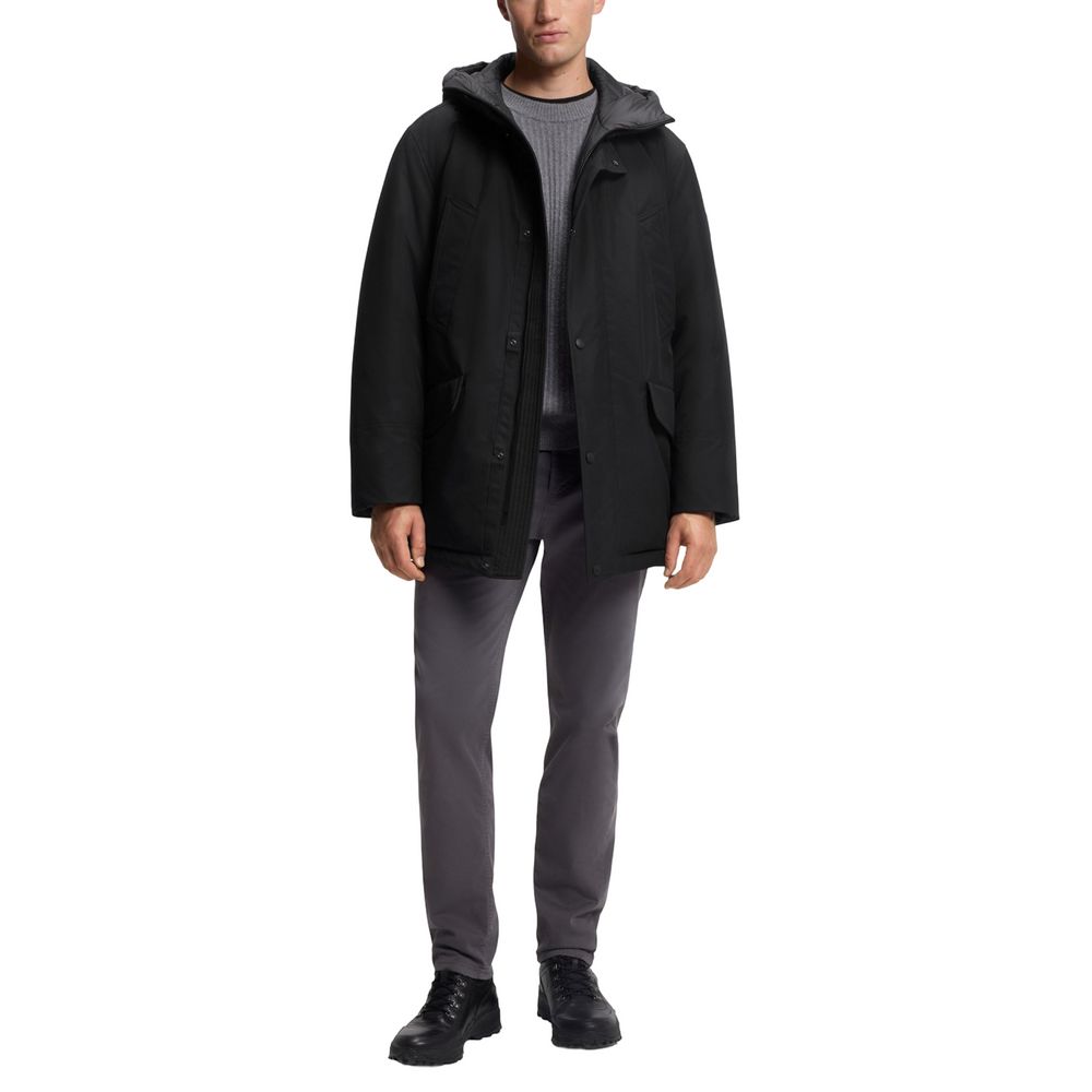 Black Polyester Full-Length Jacket