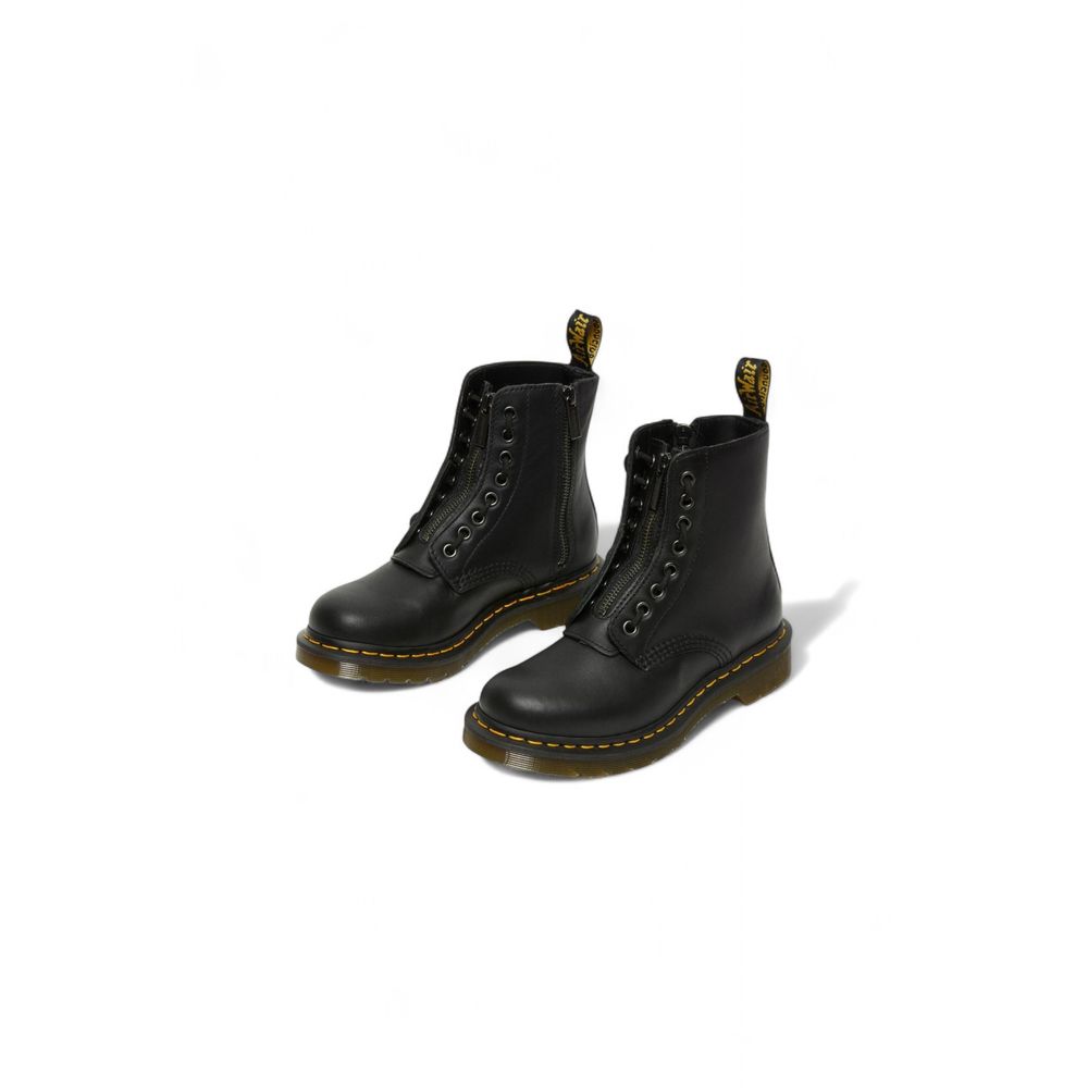 Black Leather Lace-Up Boots