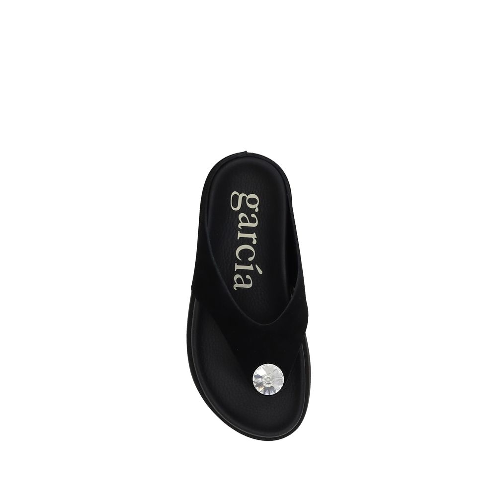 Black Calf Leather Bos Taurus Strap-On Sandals