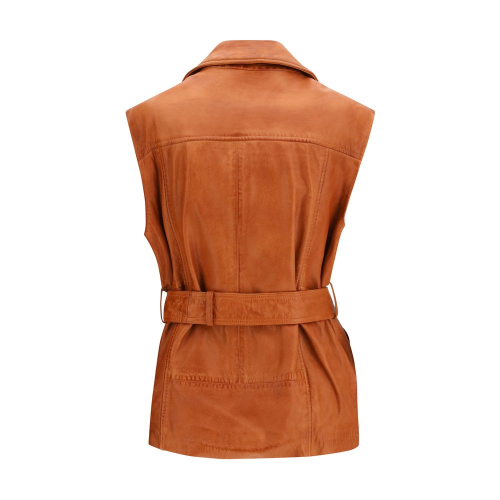 Brown Goatskin Sleeveless Jacket