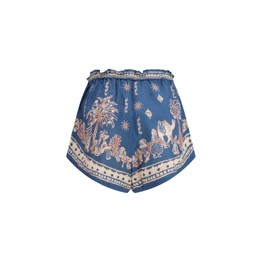 Blue Linen Bermuda Shorts