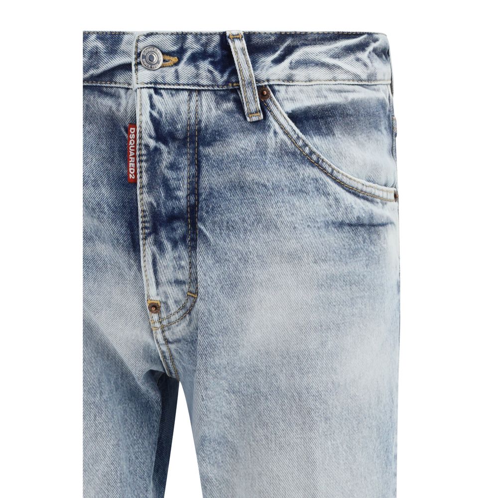 Blue Cotton Straight-Leg Jeans