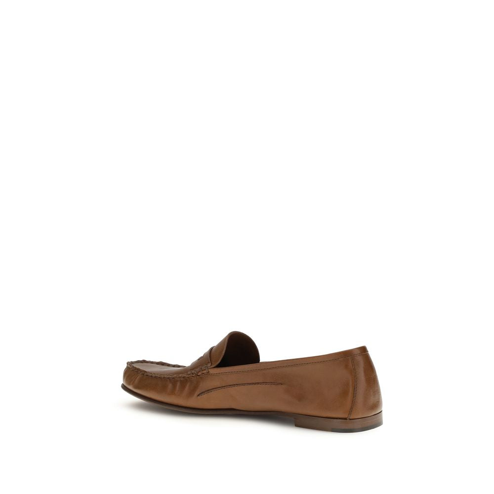 Brown Calf Leather Bos Taurus Slip-On Loafers