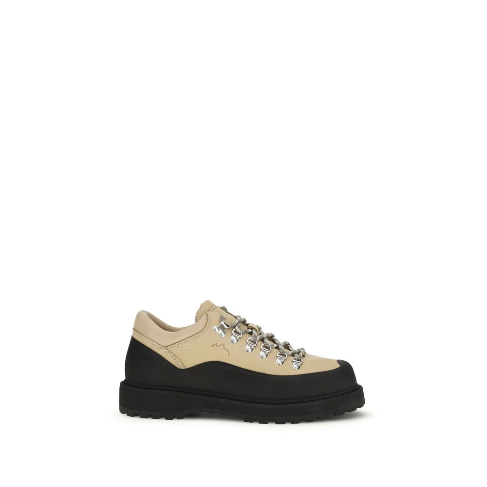 Beige Calf Leather Bos Taurus Lace-Up Boots