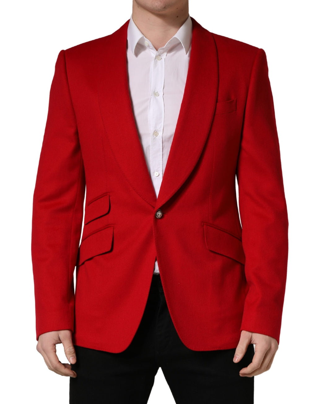 Red Cashmere Single Breasted Jacket Blazer
