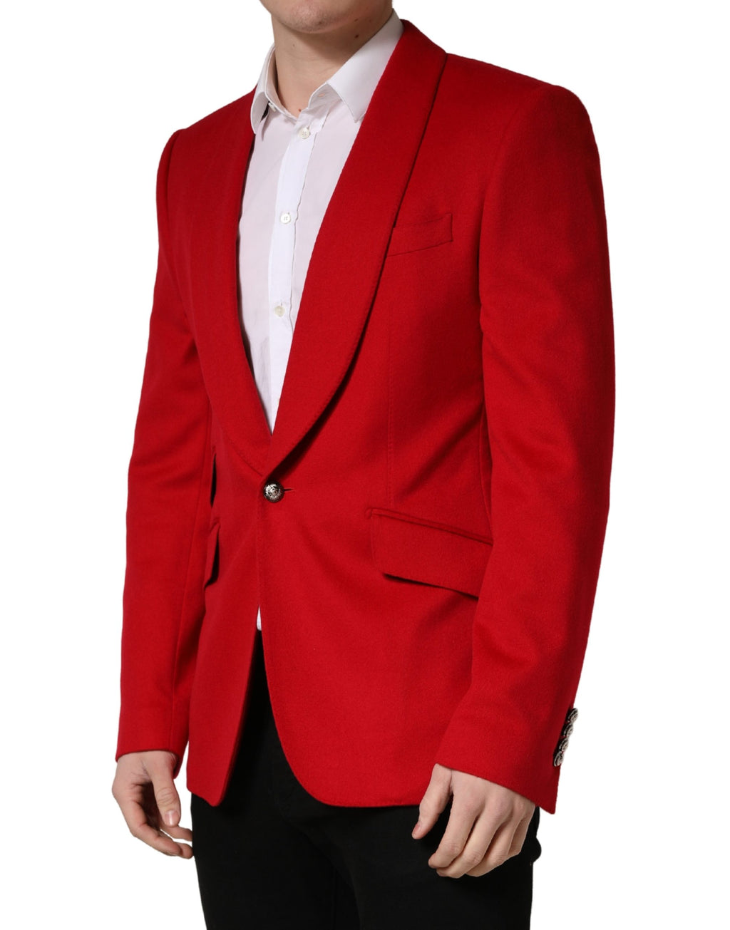 Red Cashmere Single Breasted Jacket Blazer