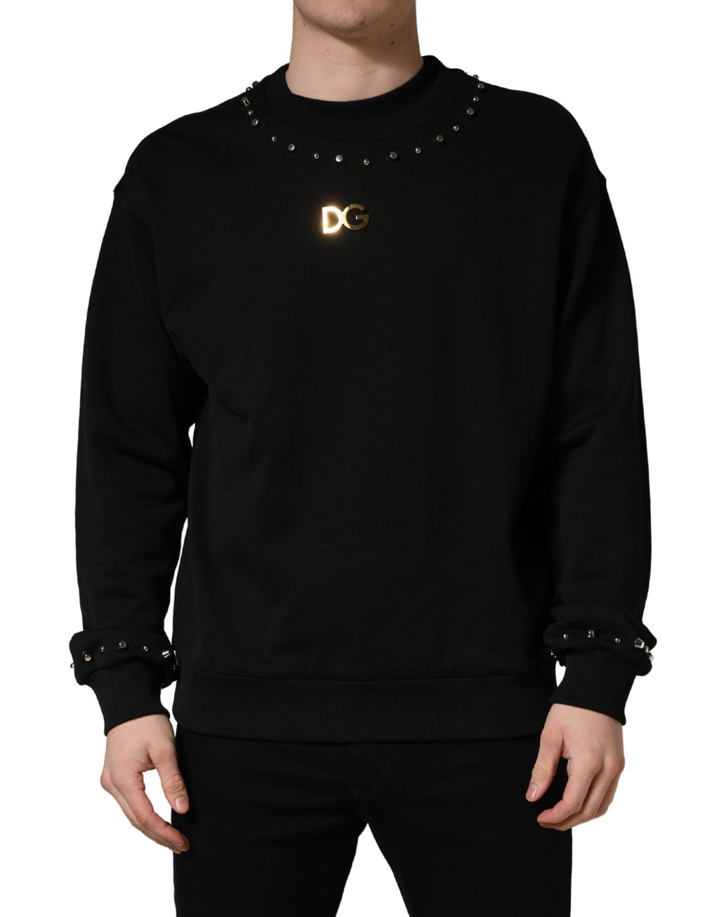 Black Embellished Cotton Sweatshirt Sweater