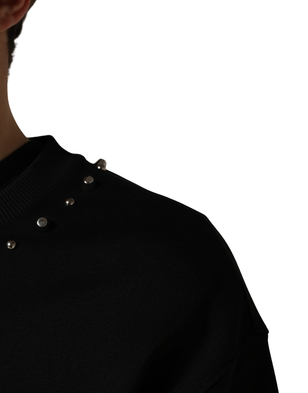 Black Embellished Cotton Sweatshirt Sweater